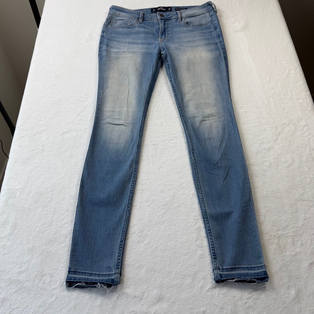 Hollister Low-Rise Super Skinny Jeans Womens 7R Blue Good Raw Hem Light Wash